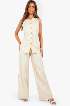 Pantalon à jambes larges texturé