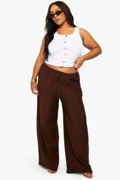 Pantalon à jambes larges tissé avec cordon de serrage Plus