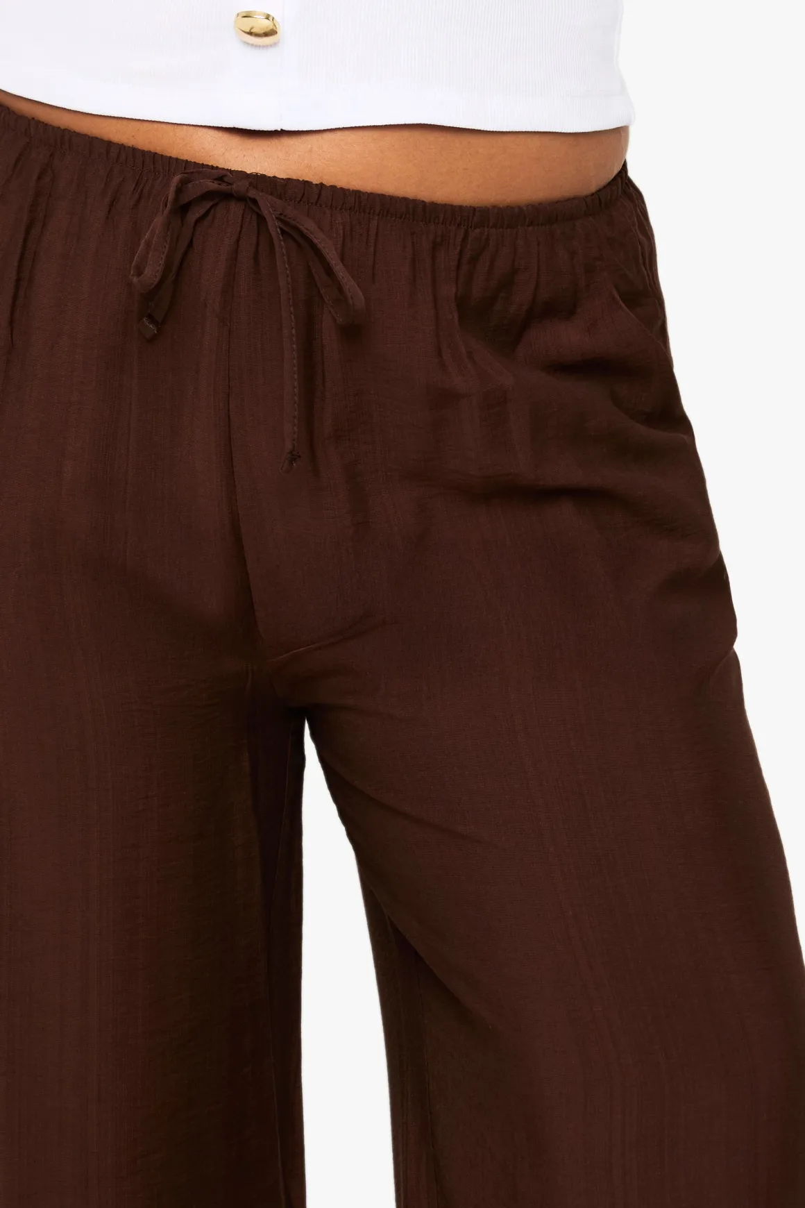 Pantalon à jambes larges tissé avec cordon de serrage Plus
