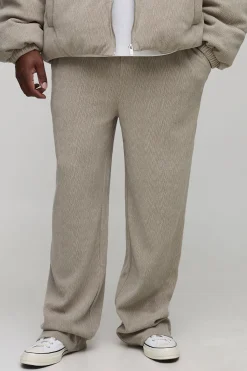 boohooMAN Pantalon à jambes superposées en synthétique texturé, coupe plus décontractée<Homme Tout Afficher|Pantalons Grande Taille