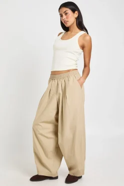 boohoo Pantalon À Jambes Tonneau Plissé En Popeline<Femme Pantalons