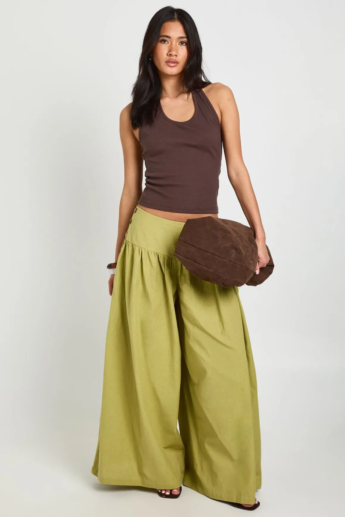Pantalon À Jambes Ultra Larges Aspect Lin
