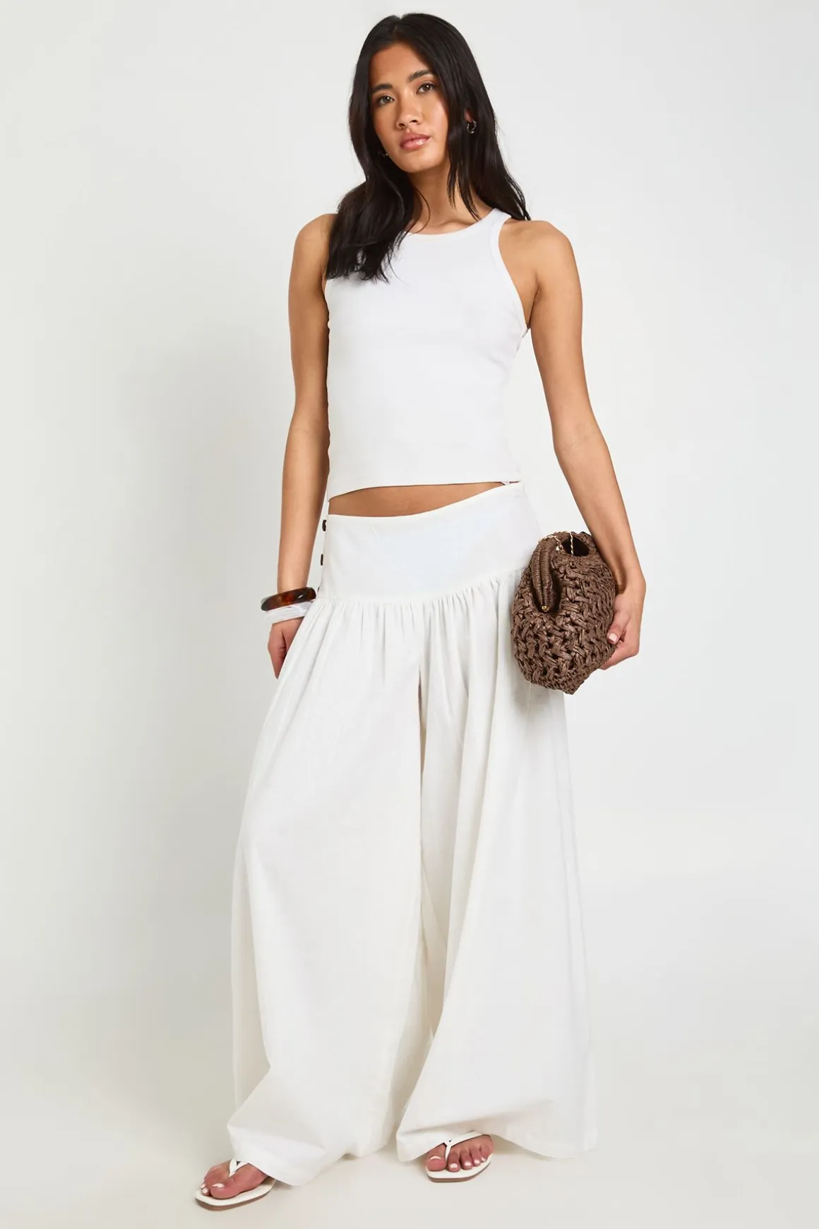 Pantalon À Jambes Ultra Larges Effet Lin