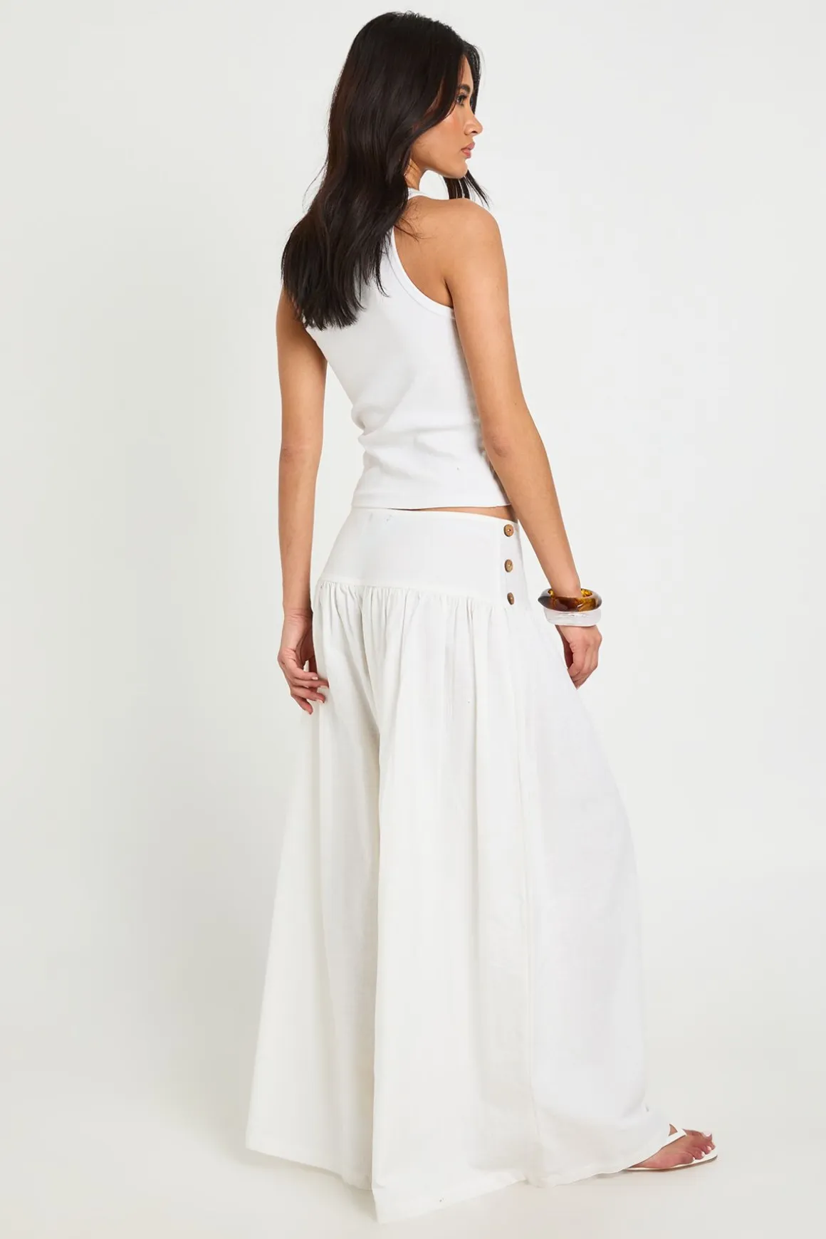 Pantalon À Jambes Ultra Larges Effet Lin