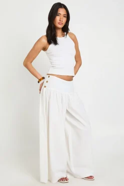 Pantalon À Jambes Ultra Larges Effet Lin