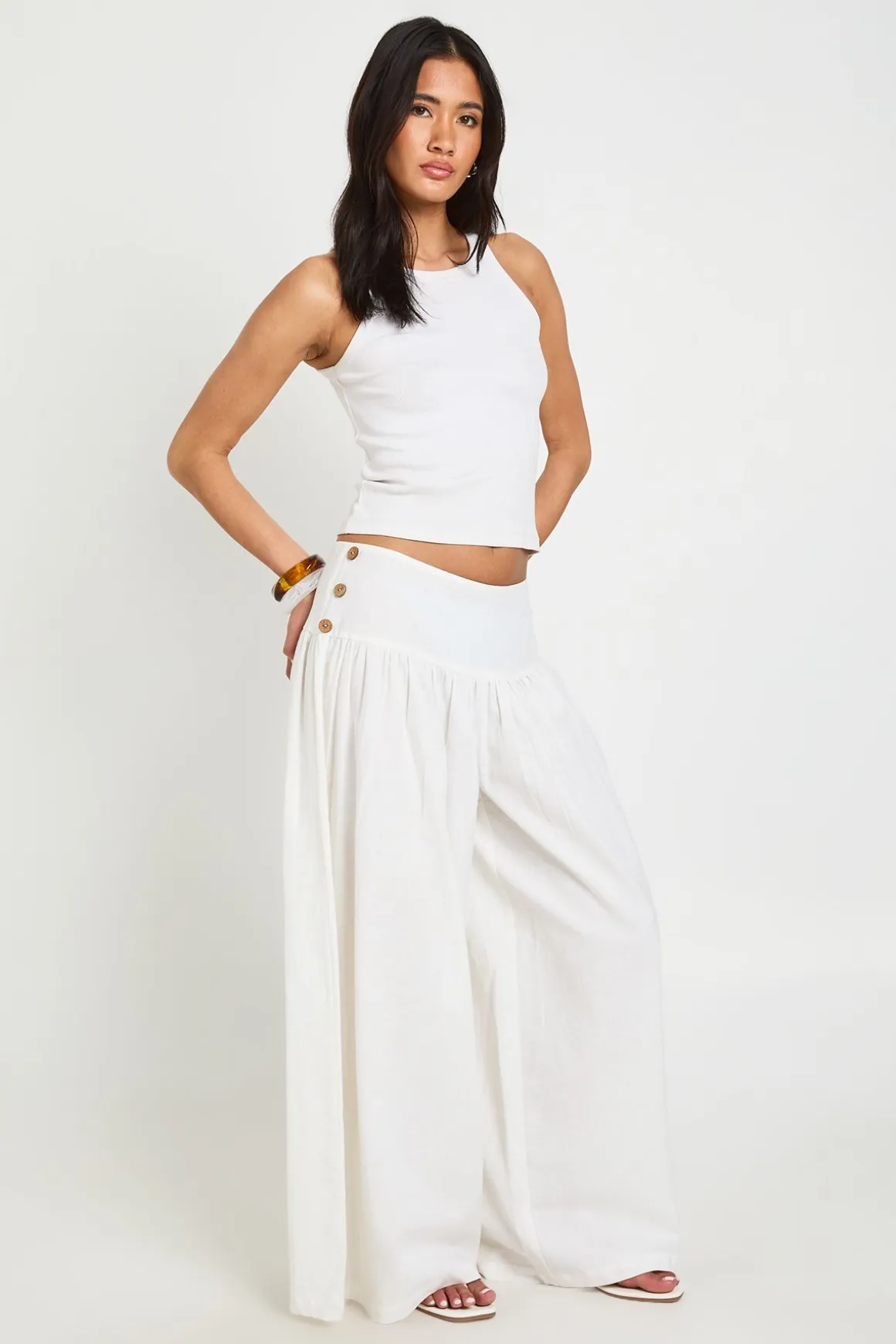 Pantalon À Jambes Ultra Larges Effet Lin