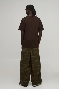 Pantalon Jambe Tonneau Camouflage Avec Braguette À Boutons