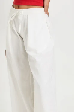 Pantalon À Jambe Tonneau Effet Lin