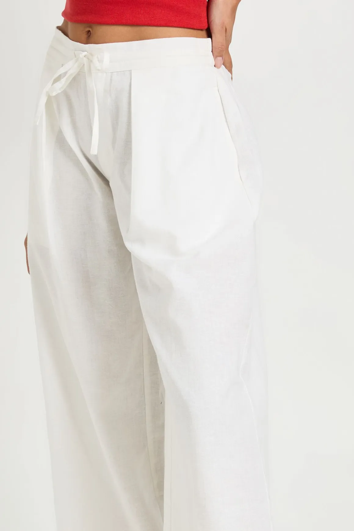 Pantalon À Jambe Tonneau Effet Lin