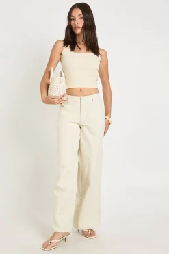 boohoo Pantalon Jambe Tonneau En Sergé<Femme Pantalons