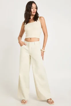 boohoo Pantalon Jambe Tonneau En Sergé<Femme Pantalons