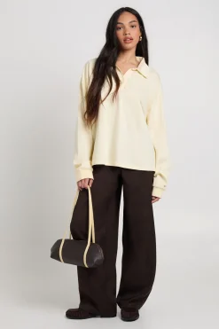 Pantalon Jambe Tonneau en Tissu Chiné Tissé