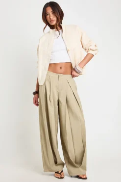 boohoo Pantalon Jambe Tonneau Plissé En Crêpe Tissé<Femme Pantalons
