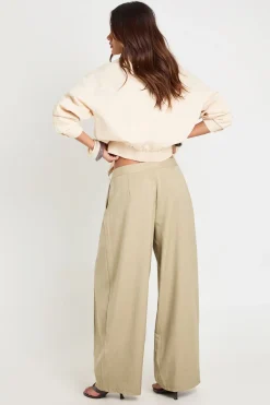 boohoo Pantalon Jambe Tonneau Plissé En Crêpe Tissé<Femme Pantalons