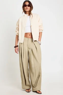 boohoo Pantalon Jambe Tonneau Plissé En Crêpe Tissé<Femme Pantalons