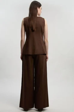 KarenMillen Pantalon Large Ajusté En Lin Petite<Femme Pantalons|Ensembles