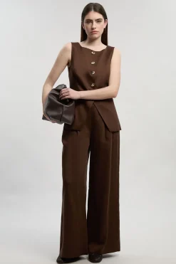 KarenMillen Pantalon Large Ajusté En Lin Petite<Femme Pantalons|Ensembles