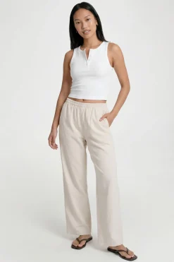 boohoo Pantalon Large Aspect Lin<Femme Pantalons