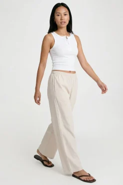 boohoo Pantalon Large Aspect Lin<Femme Pantalons