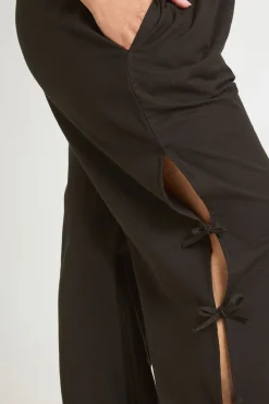 Pantalon Large Aspect Lin Avec Liens Noués Sur Les Côtés Grande Taille