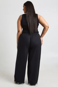 boohoo Pantalon Large Avec Détails De Broderie Anglaise Ajourée<Femme Pantalons