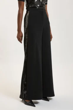 Pantalon Large À Bandes Latérales À Paillettes