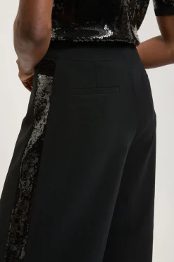 Pantalon Large À Bandes Latérales À Paillettes