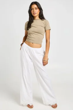 boohoo Pantalon Large À Bordure Brodée<Femme Pantalons