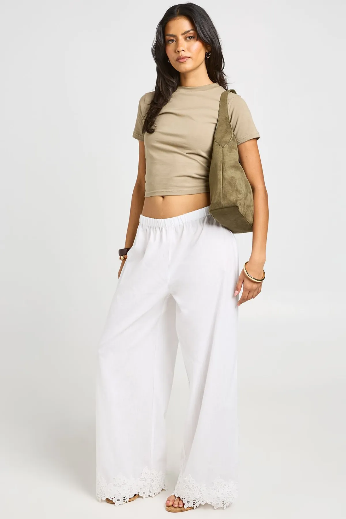 boohoo Pantalon Large À Bordure Brodée<Femme Pantalons