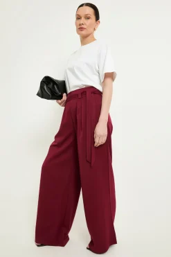 Pantalon Large Ceinturé Aspect Denim