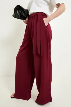 Pantalon Large Ceinturé Aspect Denim