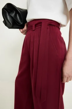 Pantalon Large Ceinturé Aspect Denim