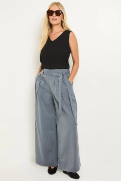 Wallis Pantalon Large Ceinturé Effet Denim Petite<Femme Pantalons|Denim