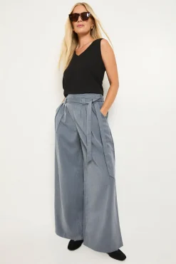 Wallis Pantalon Large Ceinturé Effet Denim Petite<Femme Pantalons|Denim