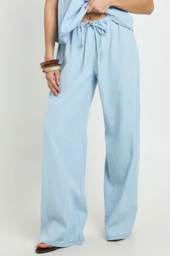 boohoo Pantalon Large Chambray Décontracté À Jambes Amples<Femme Pantalons