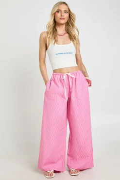 boohoo Pantalon Large À Cordon Contrasté Petite<Femme Pantalons
