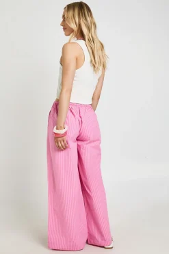 boohoo Pantalon Large À Cordon Contrasté Petite<Femme Pantalons