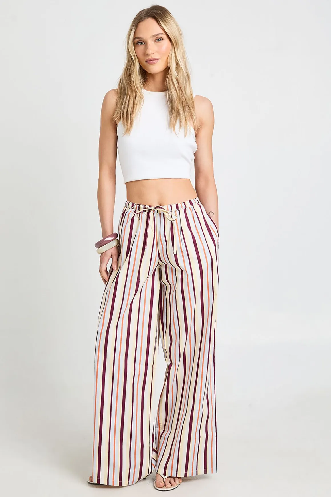 Pantalon Large À Cordon De Serrage En Popeline Petite