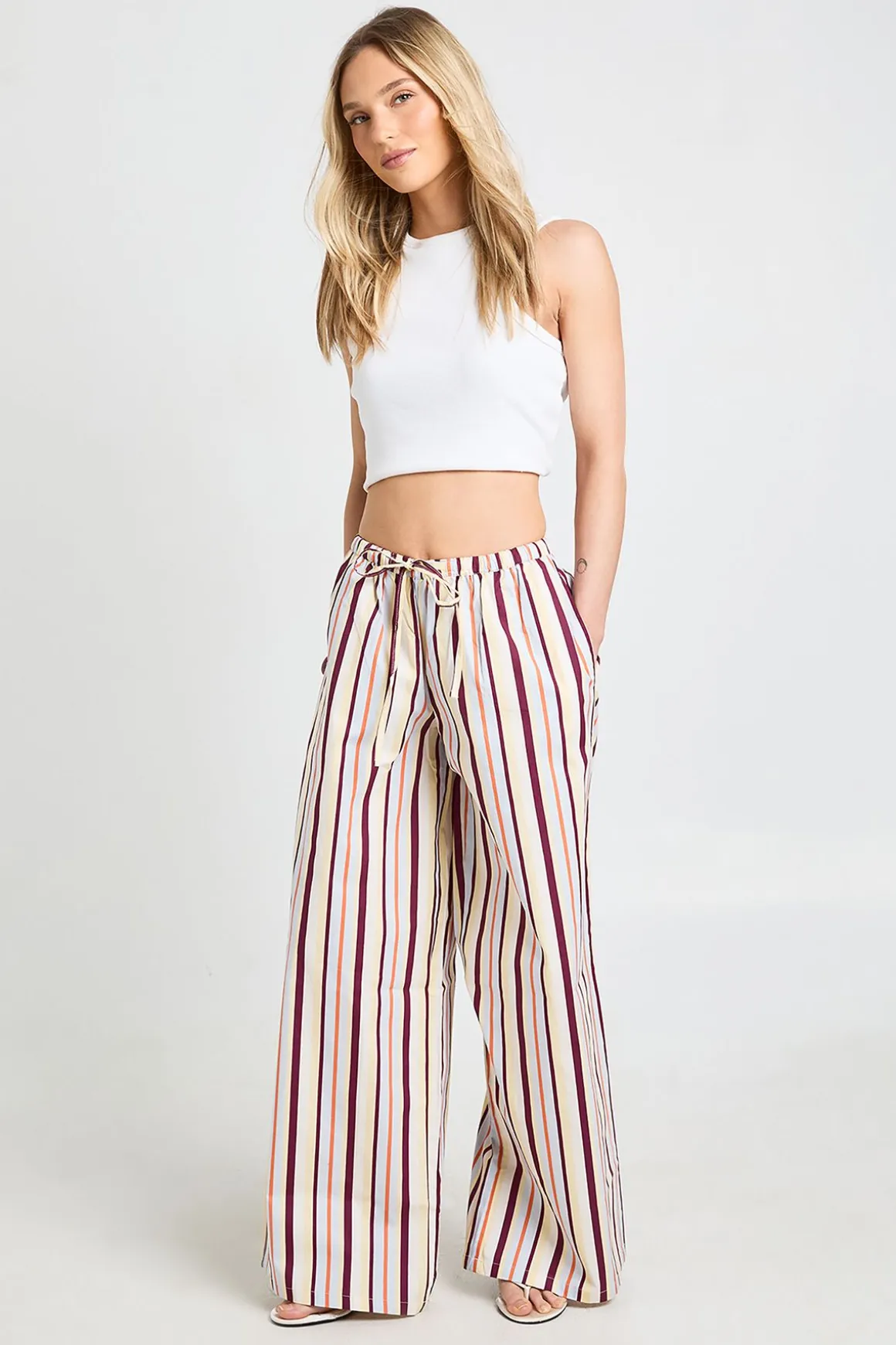 Pantalon Large À Cordon De Serrage En Popeline Petite