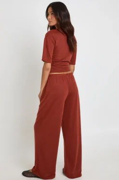 Pantalon Large À Cordon De Serrage En Tissu Slub