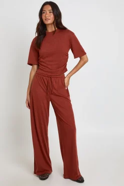 Pantalon Large À Cordon De Serrage En Tissu Slub