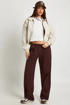 Pantalon Large à Cordon de Serrage en Chambray Taille Haute