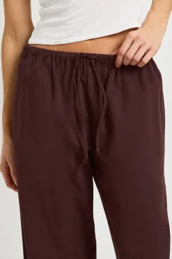 Pantalon Large à Cordon de Serrage en Chambray Taille Haute