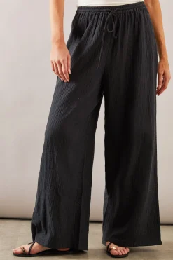 Pantalon Large à Cordon de Serrage Texturé