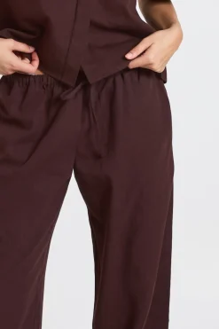 boohoo Pantalon Large à Cordon de Serrage en Chambray<Femme Pantalons|Looks Chocolat