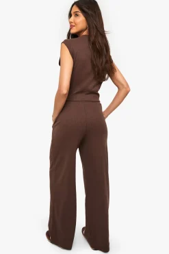 boohoo Pantalon Large Côtelé<Femme Pantalons|Looks Chocolat