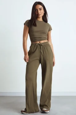 Pantalon Large Côtelé Basique
