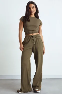 Pantalon Large Côtelé Basique
