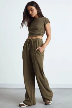 Pantalon Large Côtelé Basique