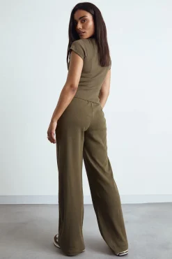 Pantalon Large Côtelé Basique